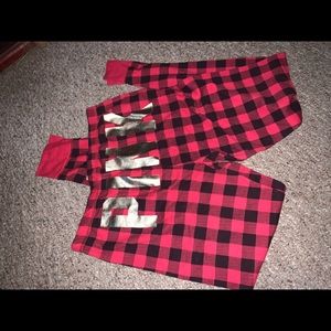 P I N K Red Flannel Thermal PJ pants